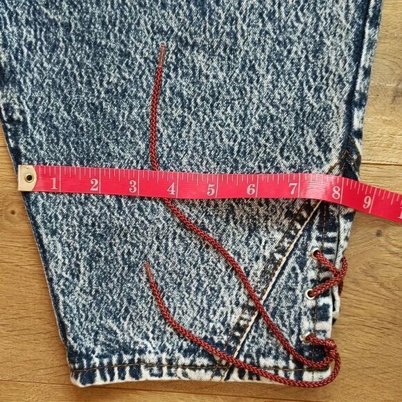 Vintage The Octopus Army unique high waisted side lace acid washed 3/4 jeans - Picture 10 of 10